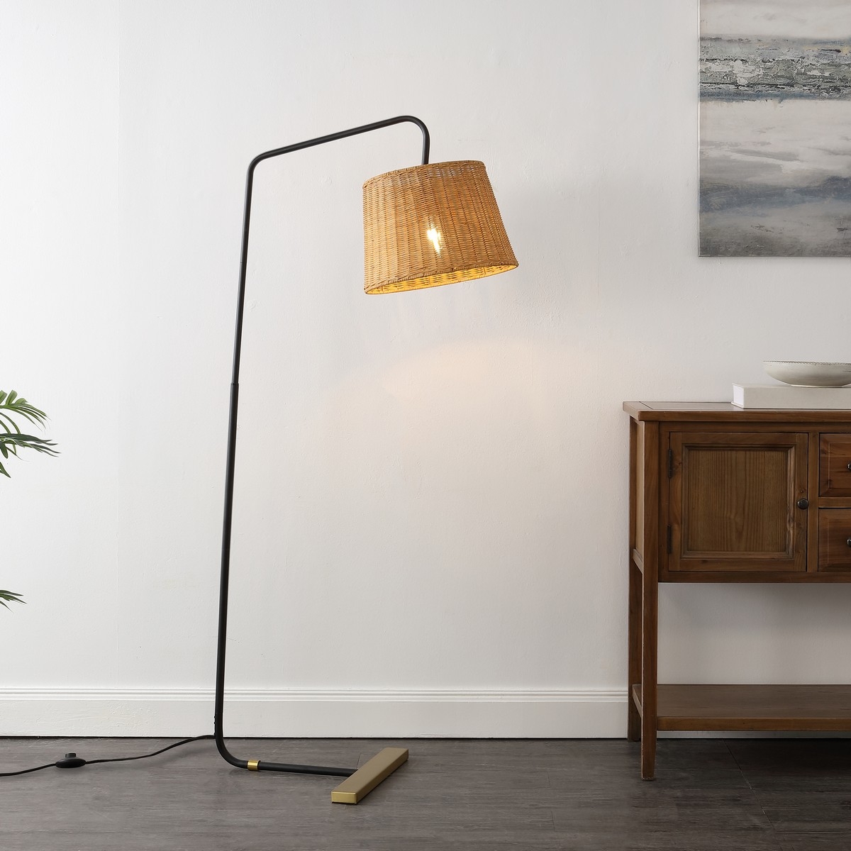 Millie 61 Inch Floor Lamp - Black/Natural - Image 1