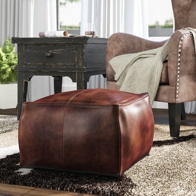 Brower 22" Leather Square Pouf - Image 0