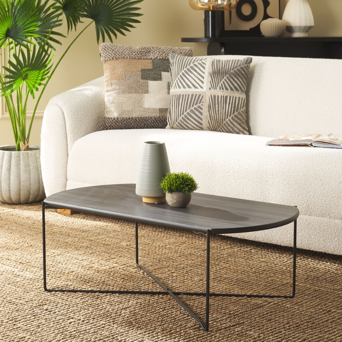 Vickie Coffee Table - Dark Grey Oak / Black - Safavieh - Image 1