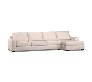 Big Sur Square Arm Upholstered Left Arm Loveseat with Chaise Sectional, Down Blend Wrapped Cushions, Chenille Basketweave Pebble - Image 4