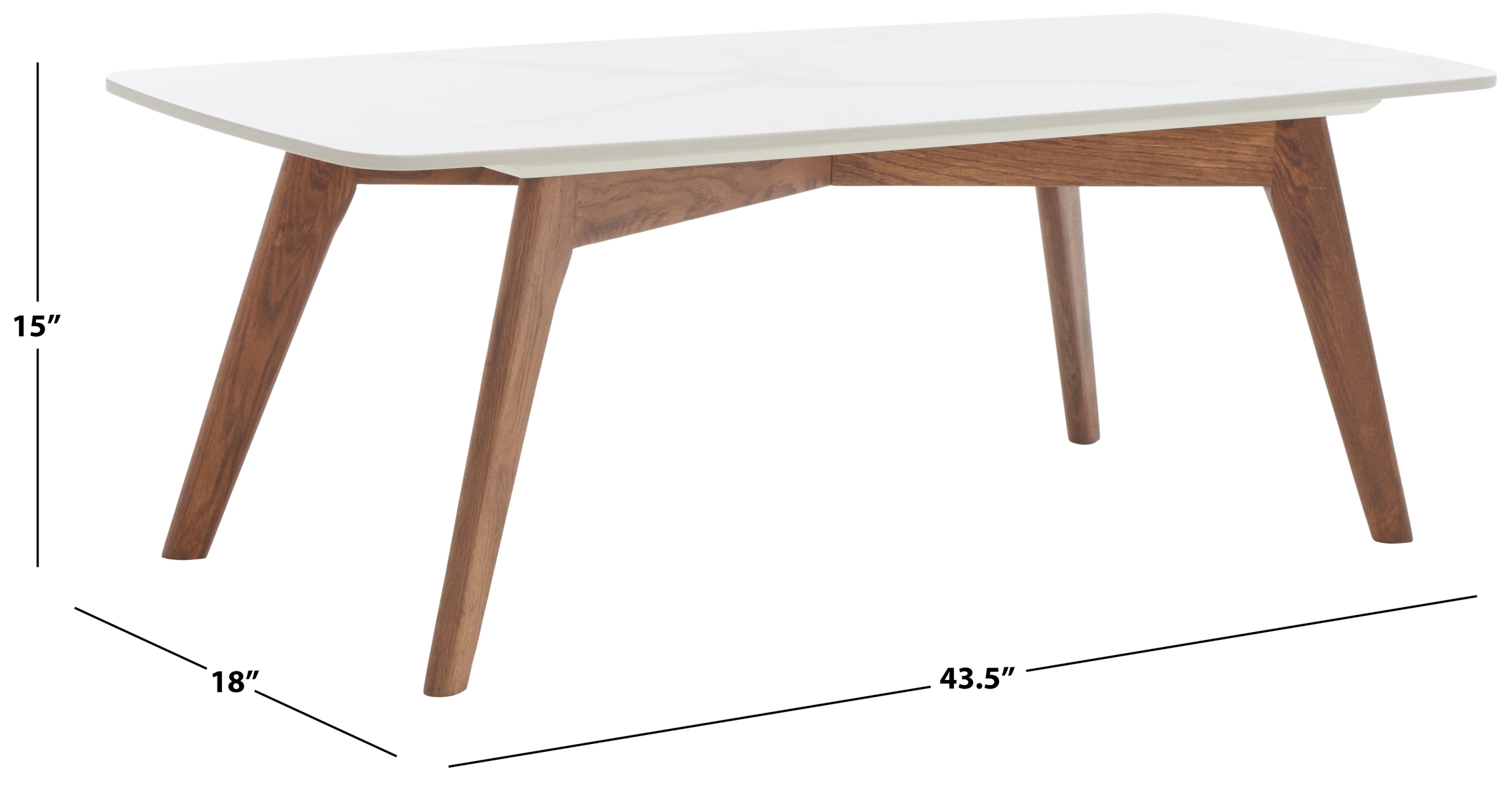 Karina Rectangular Coffee Table - White / Walnut - Safavieh - Image 7