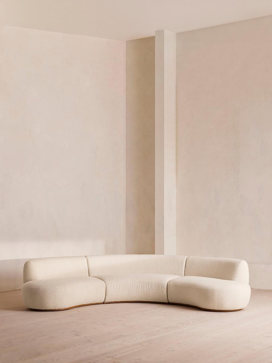 Aline Serpentine Sectional Sofa, Four Seater, Natural Boucle, US - Image 0