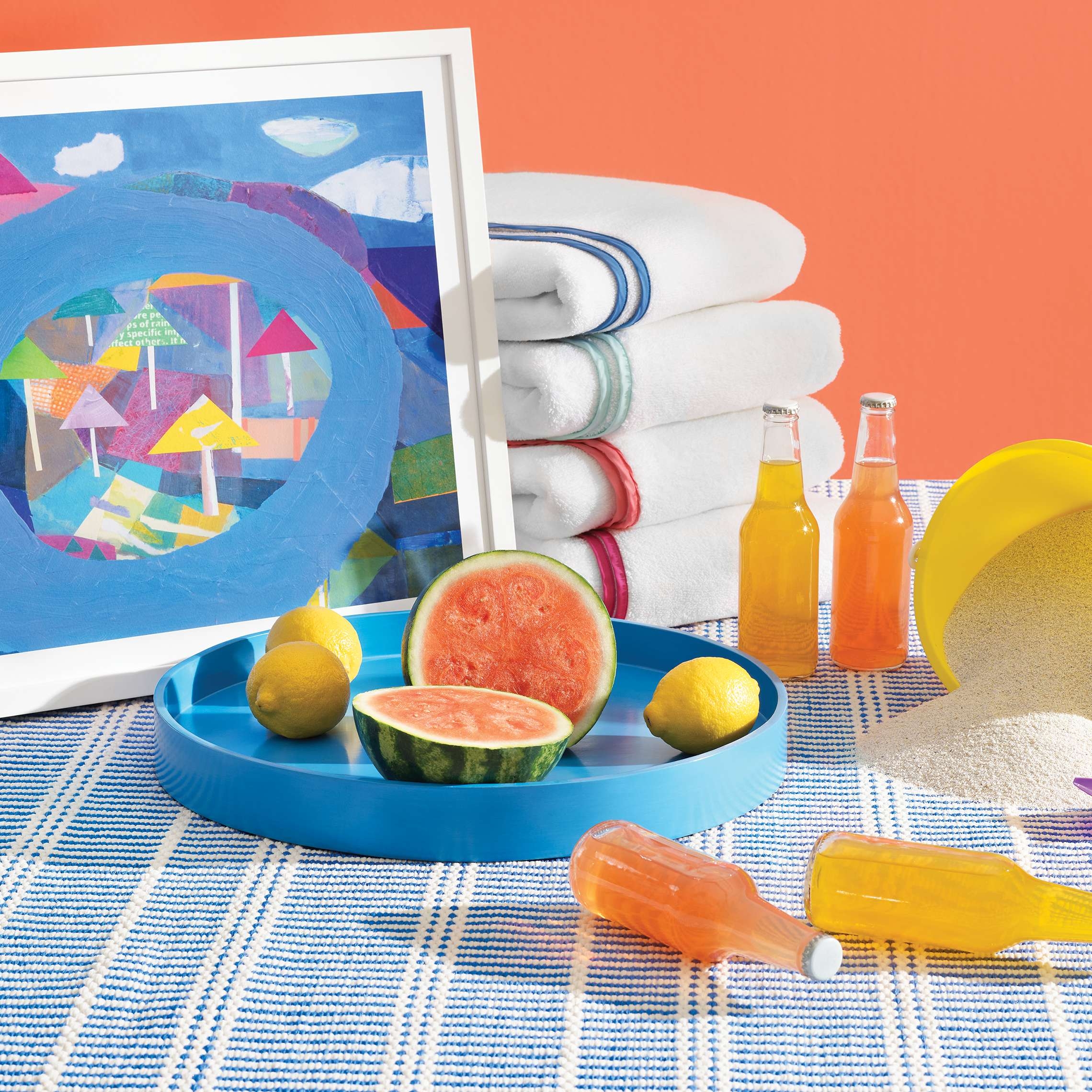 Signature Banded White/French Blue Towel - Image 4