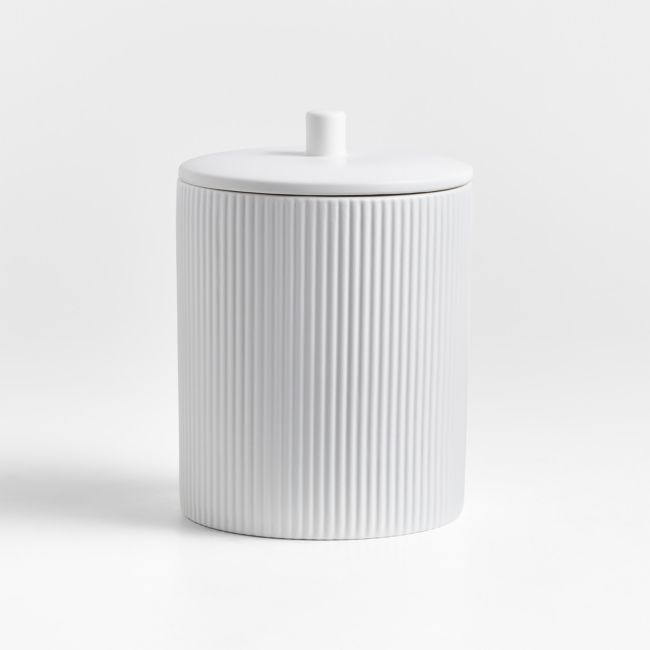 Crate & Barrel Hanno Medium Textured Ceramic Canister - Image 0