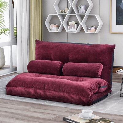 Sofa Bed Adjustable Folding Futon Sofa Video Gaming Sofa Lounge Sofa With Two Pillows-light Brown - Image 0