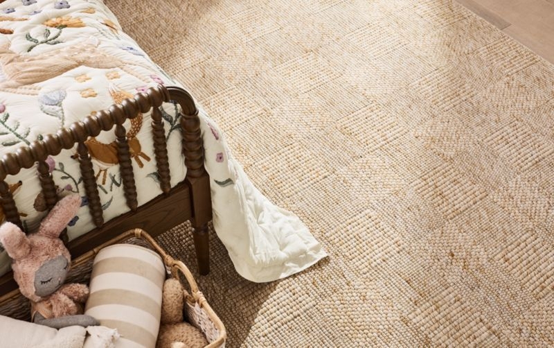 Chunky Squares Wool and Polyester Beige Kid's Performance Rug 9'x12' - Image 7