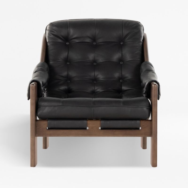 Halston Tufted Black Leather Accent Chair - Image 1