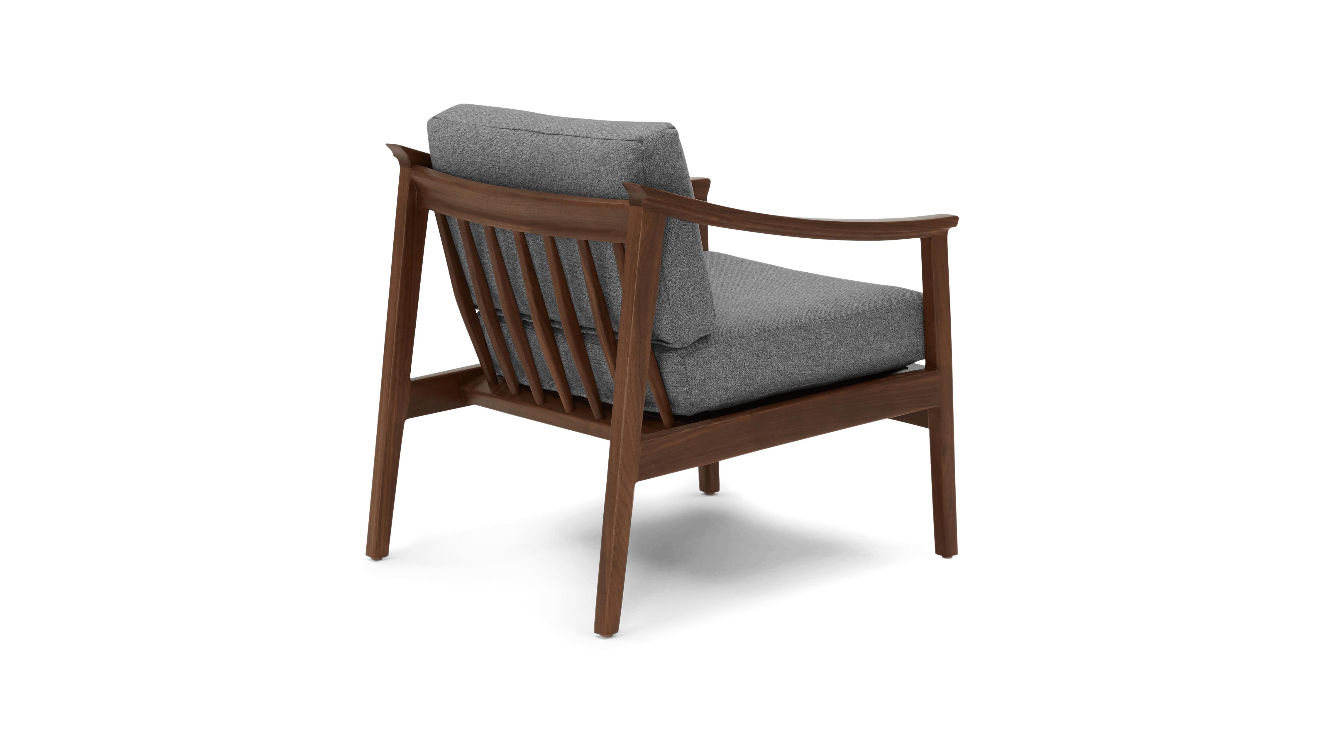 Gray Bradshaw Mid Century Modern Chair - Taylor Felt Grey - Walnut - Image 3