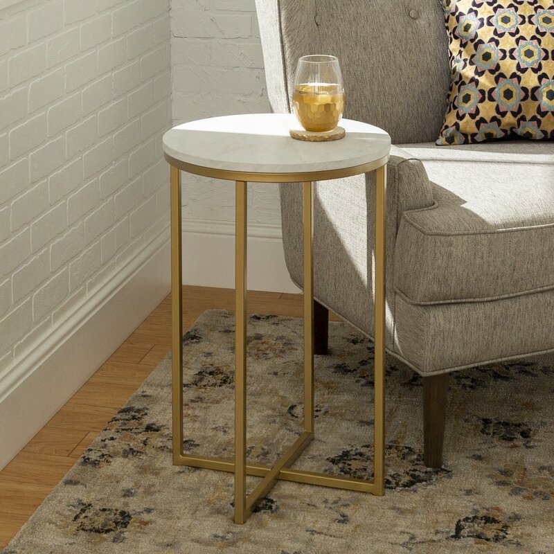Wasser Cross Legs End Table -Gold - Image 1