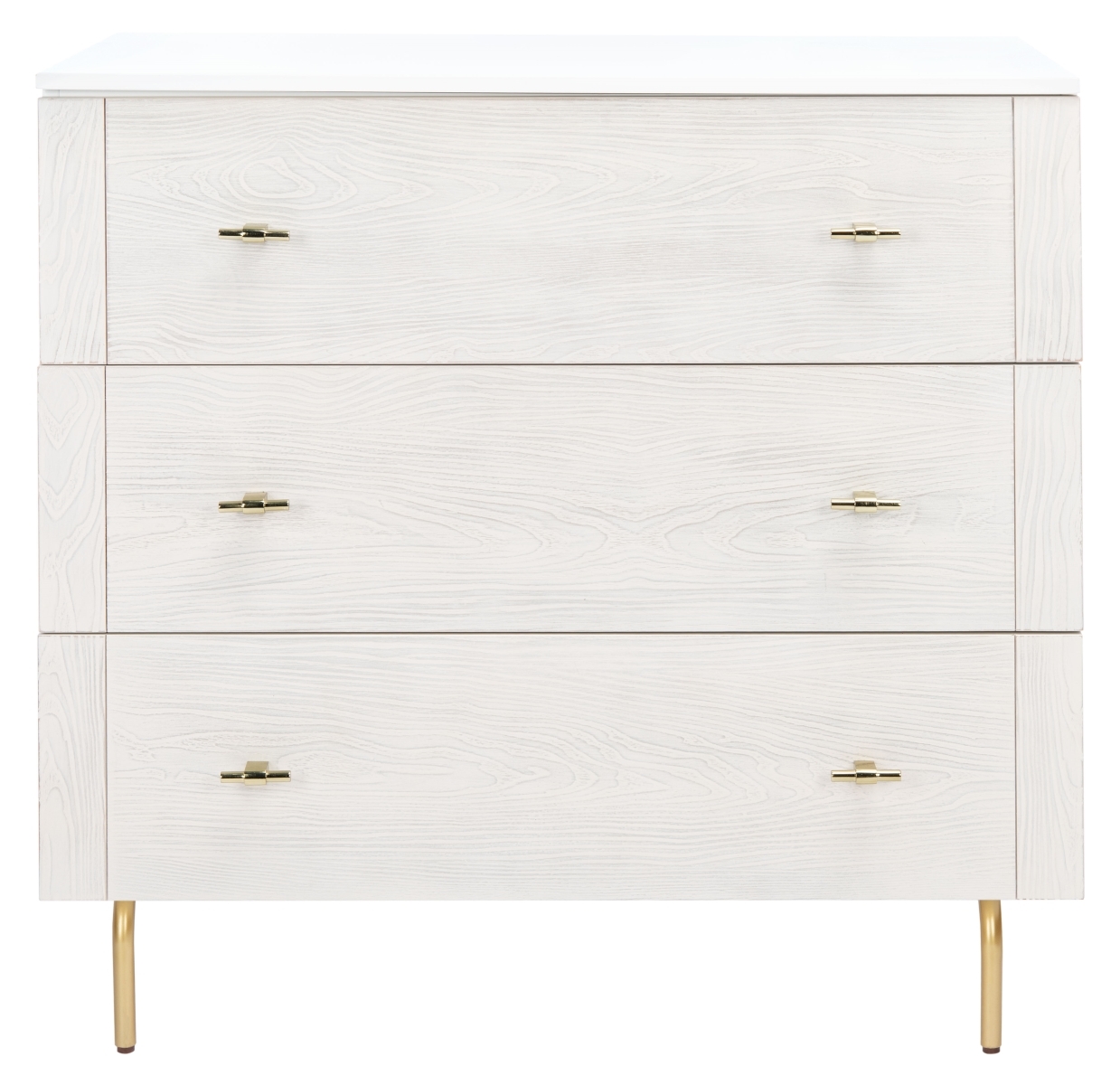 Genevieve 3 Drawer Dresser - White / White Washed - Safavieh - Image 0