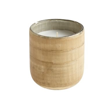 Linen Textured Mercury Glass Scented Candle, Gold, Small, Havana Tobacco - Image 4