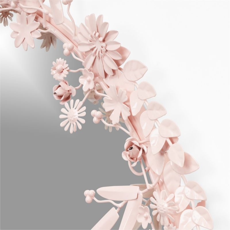 Flower Crown Pink Metal 30" Round Wall Mirror - Image 1