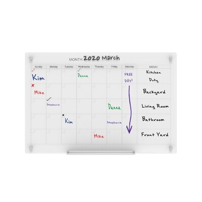 Calendar Dry-Erase Wall Mounted Magnetic Glass Board - Image 0