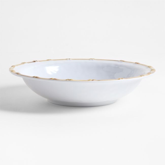 Abbott White and Bamboo Outdoor Melamine Serving Bowl by Jake Arnold - Image 0