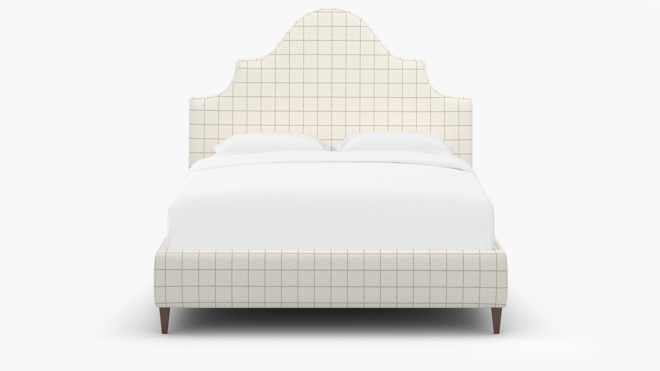 Statement Bed, Coal Windowpane, Walnut Square Tapered Leg, King - Image 0