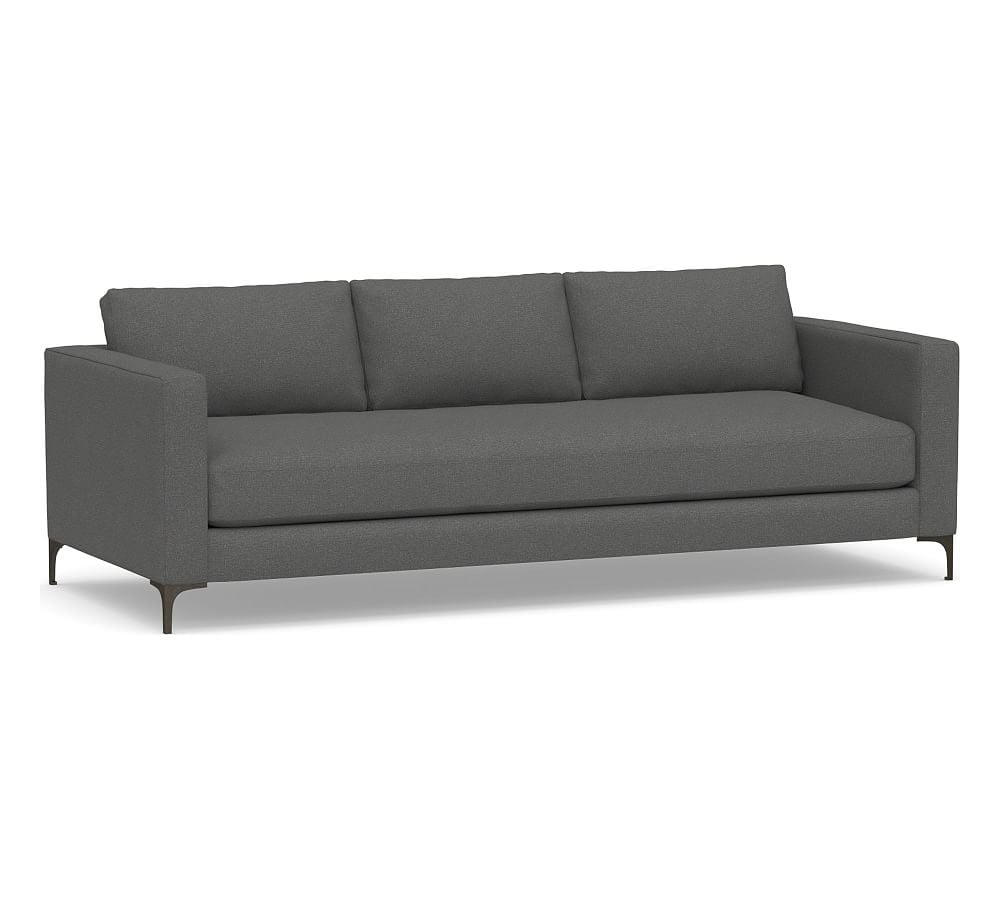 Jake Upholstered Grand Sofa 96" with Bronze Legs, Polyester Wrapped Cushions, Park Weave Charcoal - Image 0