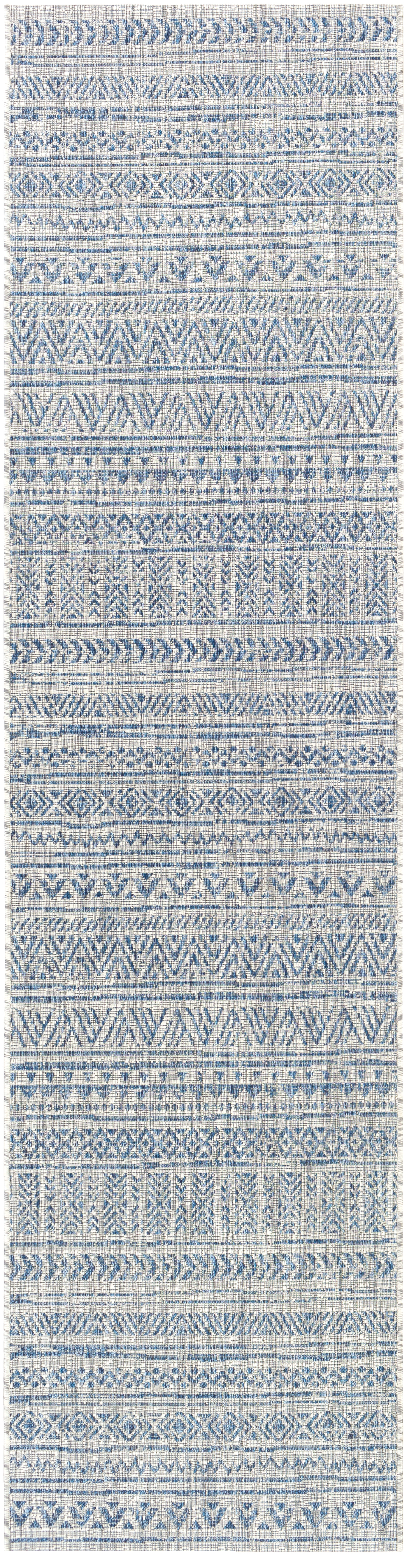 Eagean Gray Outdoor 2'7" x 10' Machine Woven Rug - Image 0