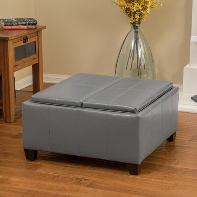 Danvers 29.5" Wide Faux Leather Square Cocktail Ottoman with Storage - Image 0