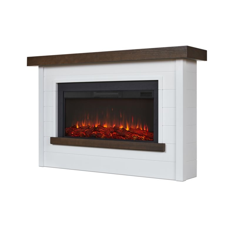 Brynwood White and Brown Wood Electric Fireplace - Image 2