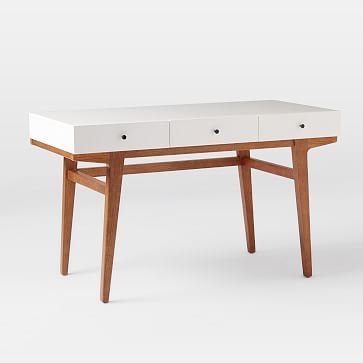 Modern Desk, Pecan/White - Image 3