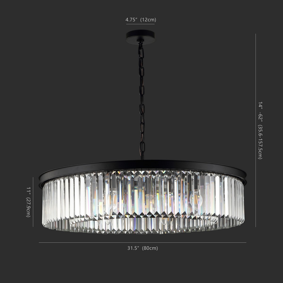 Jennaya Crystal Chandelier - Black - Image 3