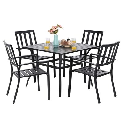 5-piece Metal Dining Set Patio Outdoor Table With Chairs - Image 0
