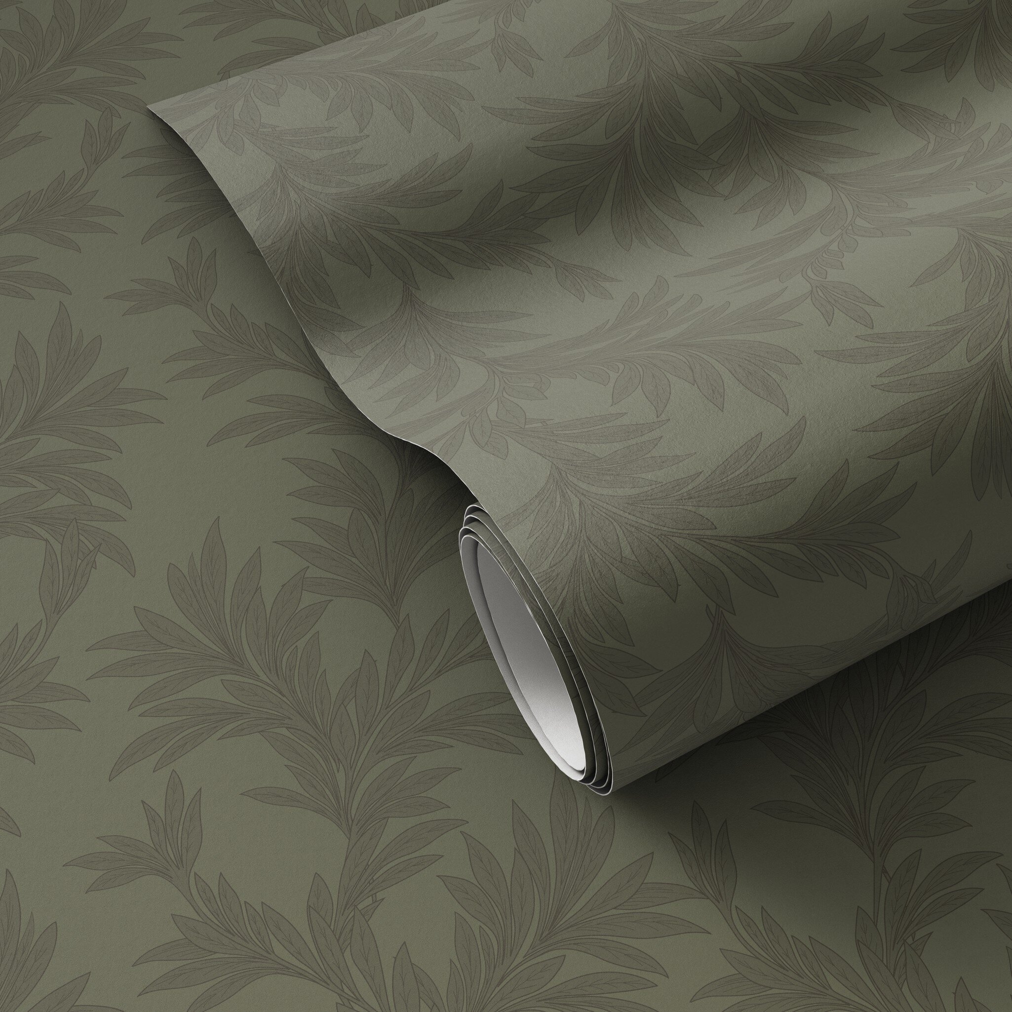 Lush Leaves Wallpaper by Getty Images - Lush Leaves Olive Night II - Image 0