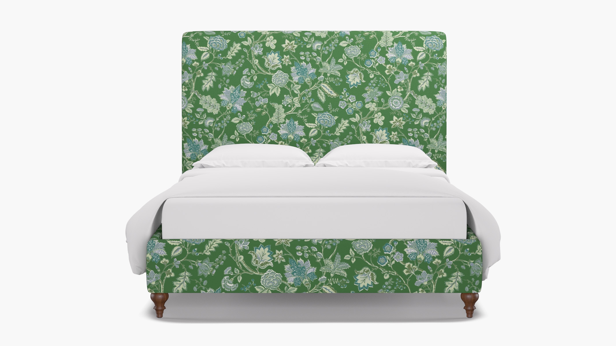 Classic Bed, Green La Vendee, Walnut Traditional Turned Leg, Queen - Image 0