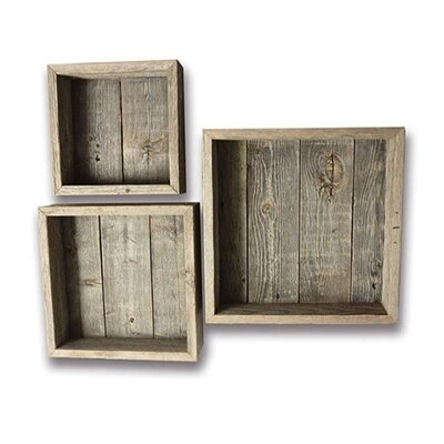 Bluford 3 Piece Square Solid Wood Floating Shelf with Reclaimed Wood - Image 0