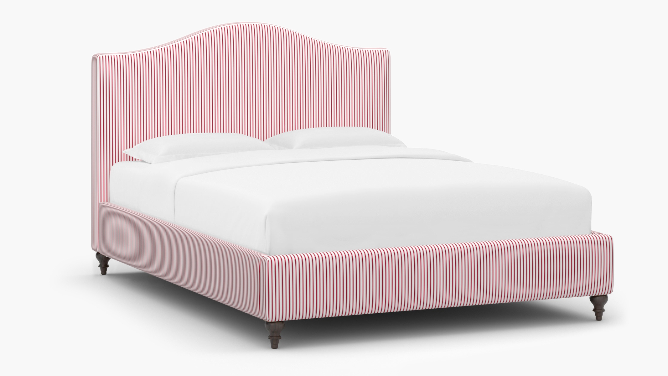 Camelback Bed, Red Classic Ticking Stripe, Espresso Traditional Turned Leg, Full - Image 1