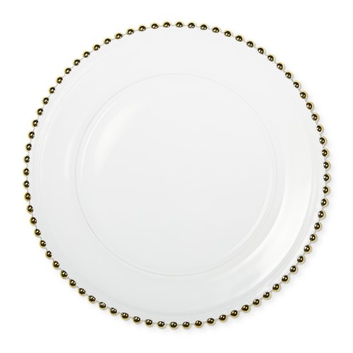 Gold Beaded Edge Glass Charger, Single - Image 0