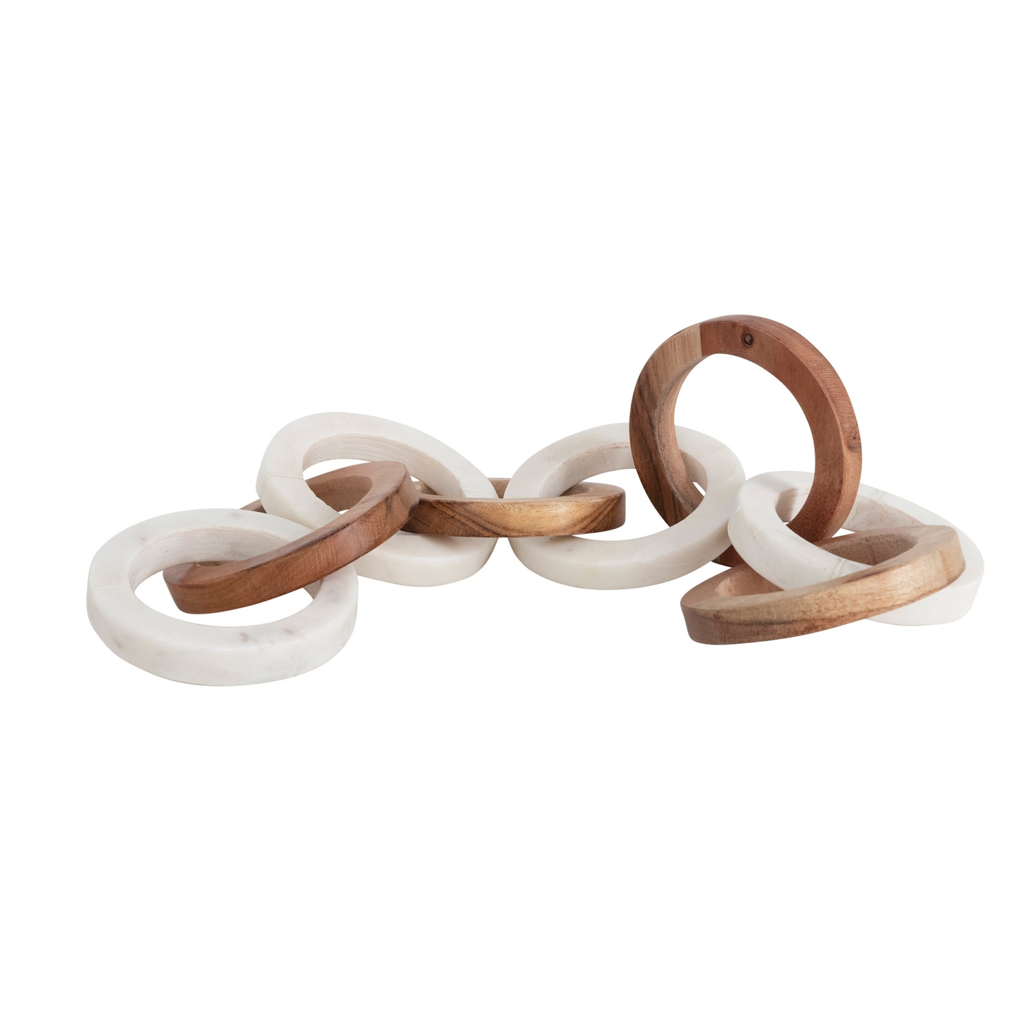 Acacia Wood and Marble Chain with 8 Links - Image 0