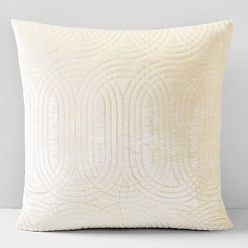 Lush Velvet Infinity Quilted Pillow Cover, Set of 2, Champagne - Image 0