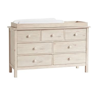 Kendall Extra Wide Nursery Dresser &amp; Topper Set, Weathered White, Flat Rate - Image 0