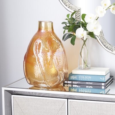 Cosmoliving By Cosmopolitan Gold Glass Contemporary Vase 16 X 11 X 11 - Image 0