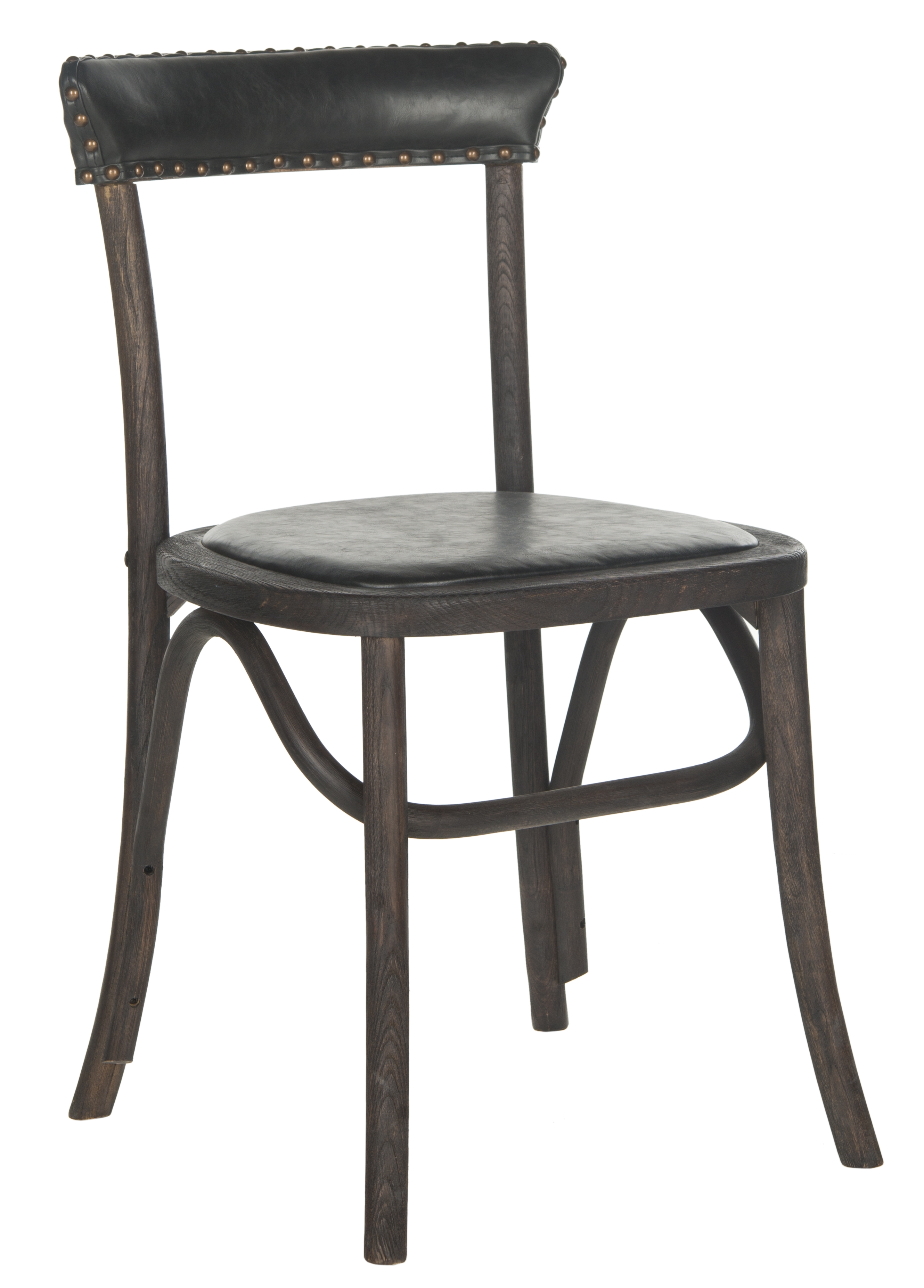Kenny 19''H Side Chair - Brass Nail Heads - Antique Black/Dark Umber - Safavieh - Image 2