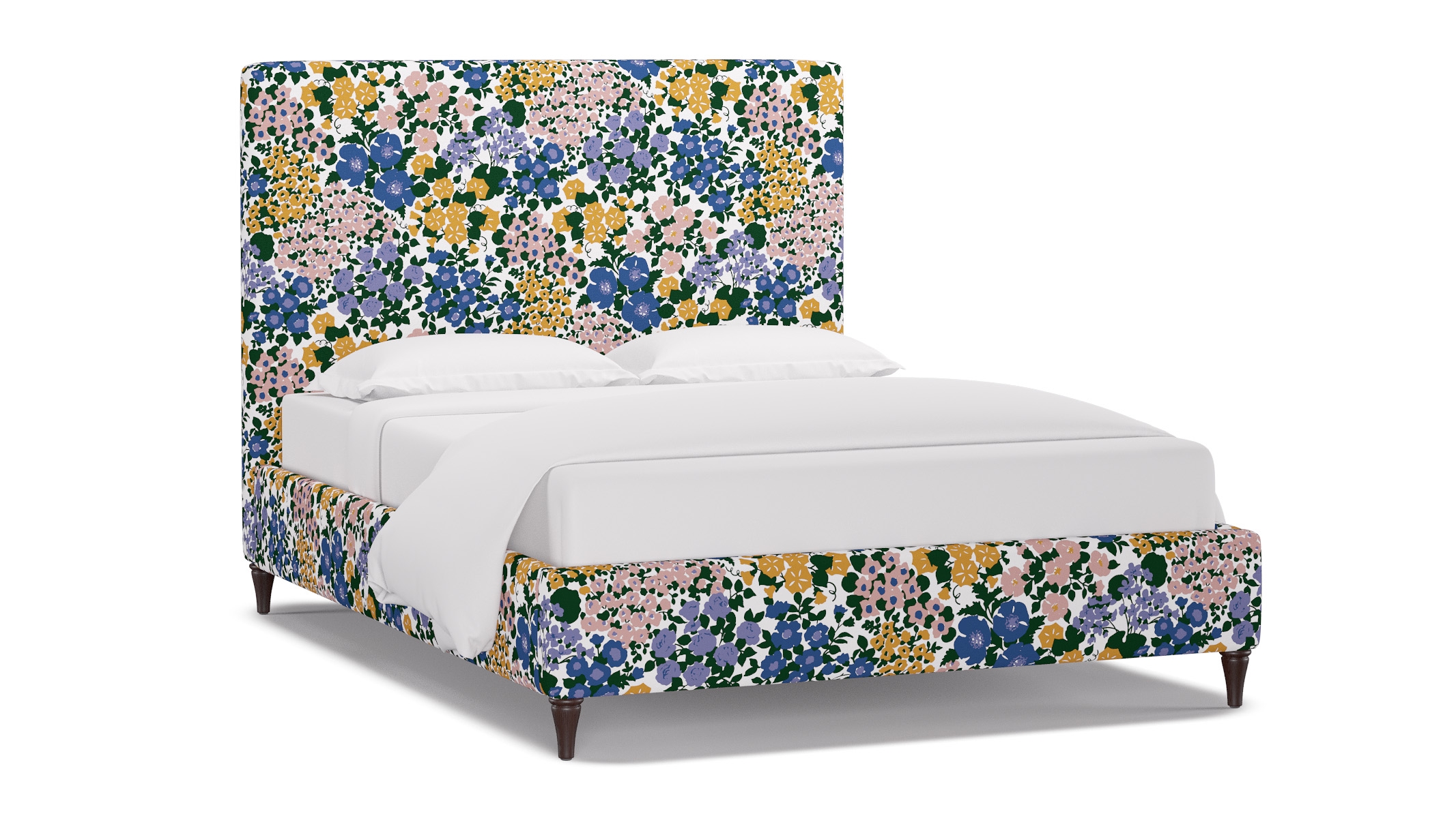Classic Bed, Lavender Million Flowers, Espresso Decorative Tapered Leg, Queen - Image 1