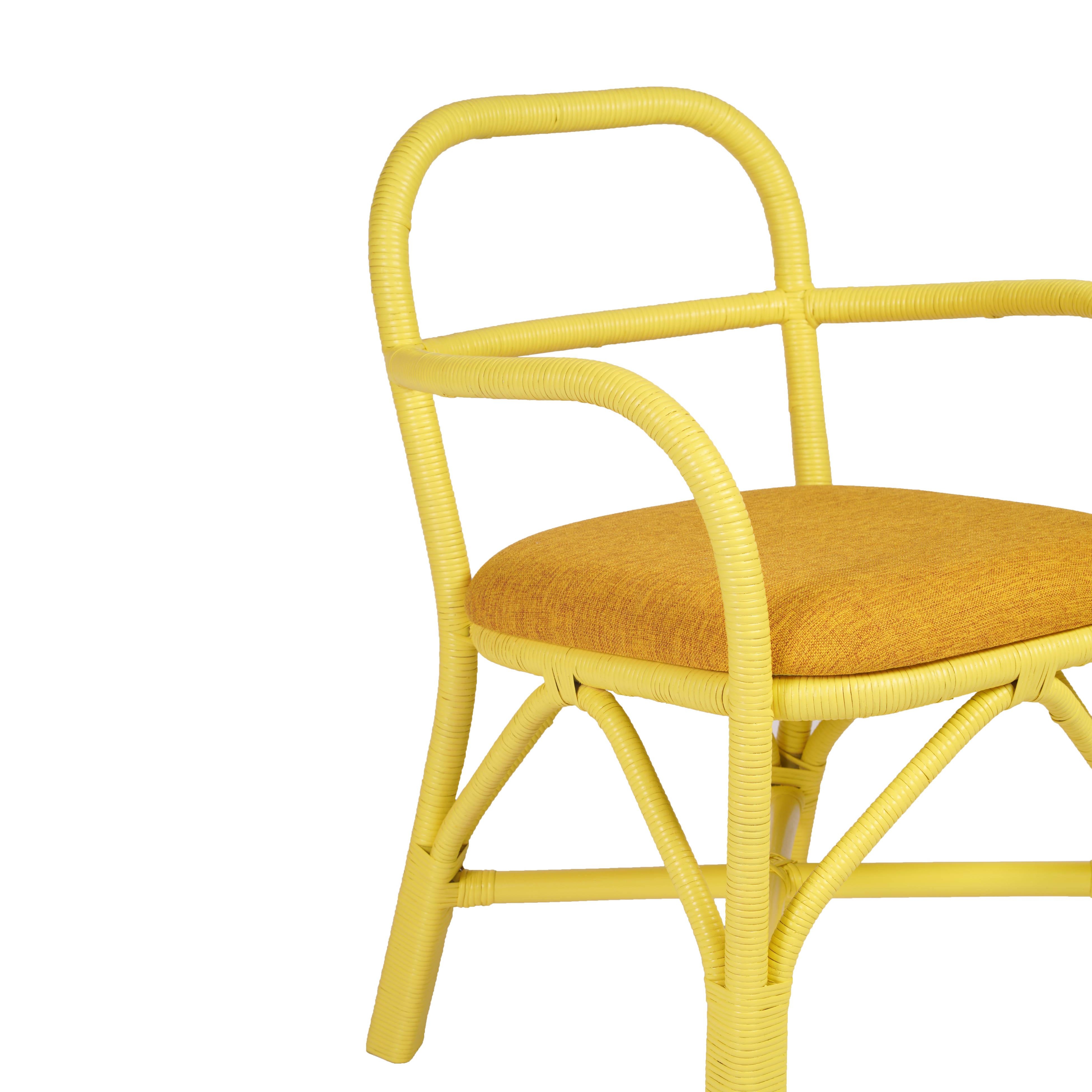 Ginny Yellow Rattan Dining Chair - Image 4