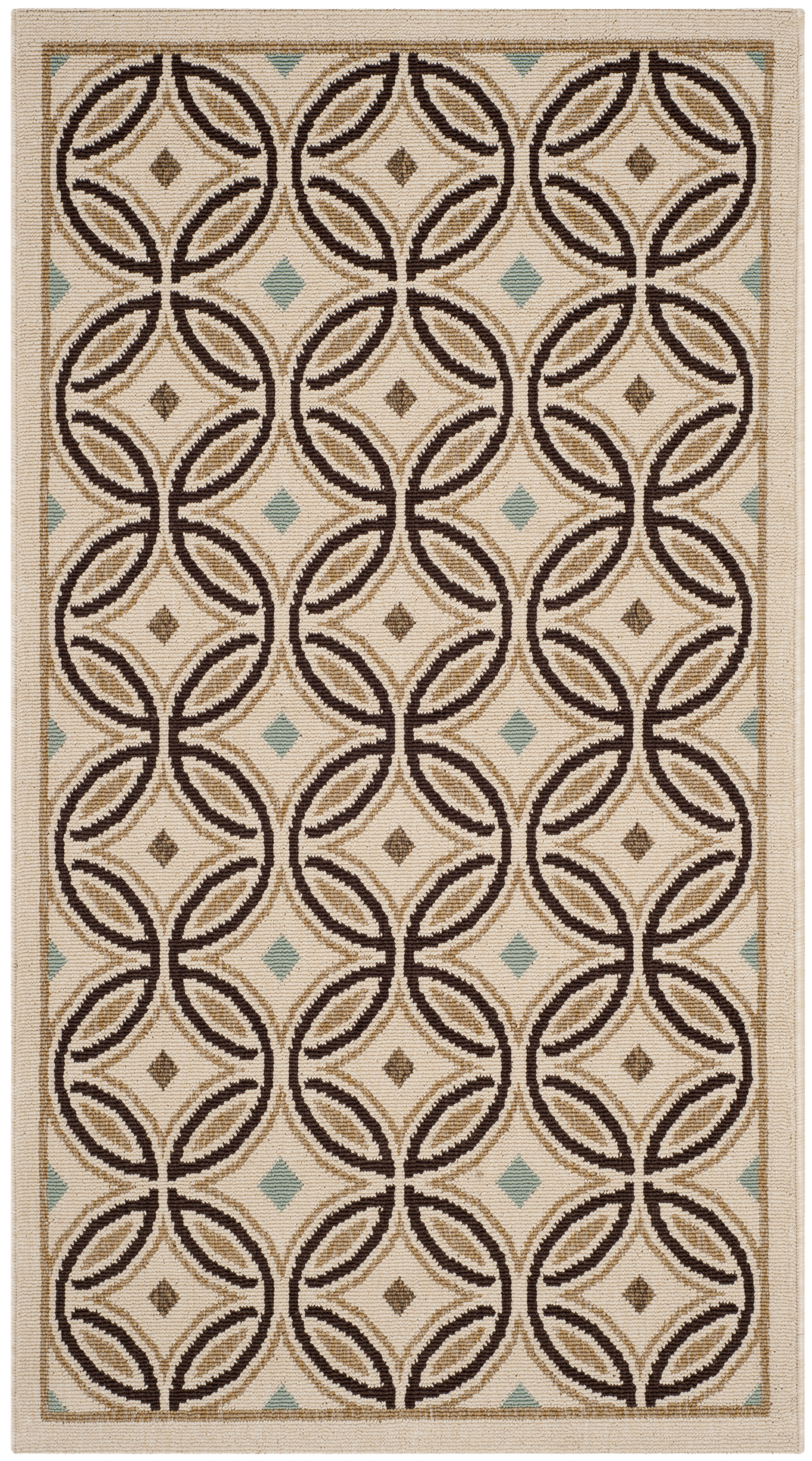 Arlo Home Indoor/Outdoor Woven Area Rug, VER047-0212, Cream/Chocolate,  4' X 5' 7" - Image 0