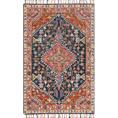 Jovany Hand Hooked Wool Navy/Mutil Area Rug - Image 0