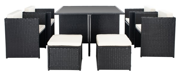 Indoor-Outdoor Klena 9 Pc Dining Set - Black/Beige - Safavieh - Image 6