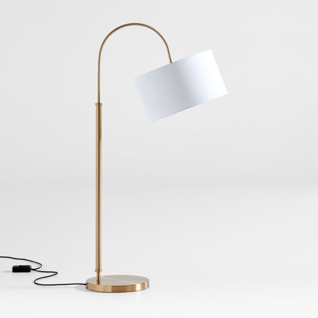 Petite Brass Adjustable Arc Floor Lamp - Image 0