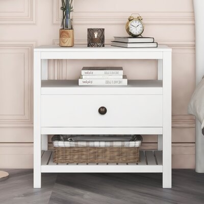 Modern Wooden Nightstand With Drawers - Image 0