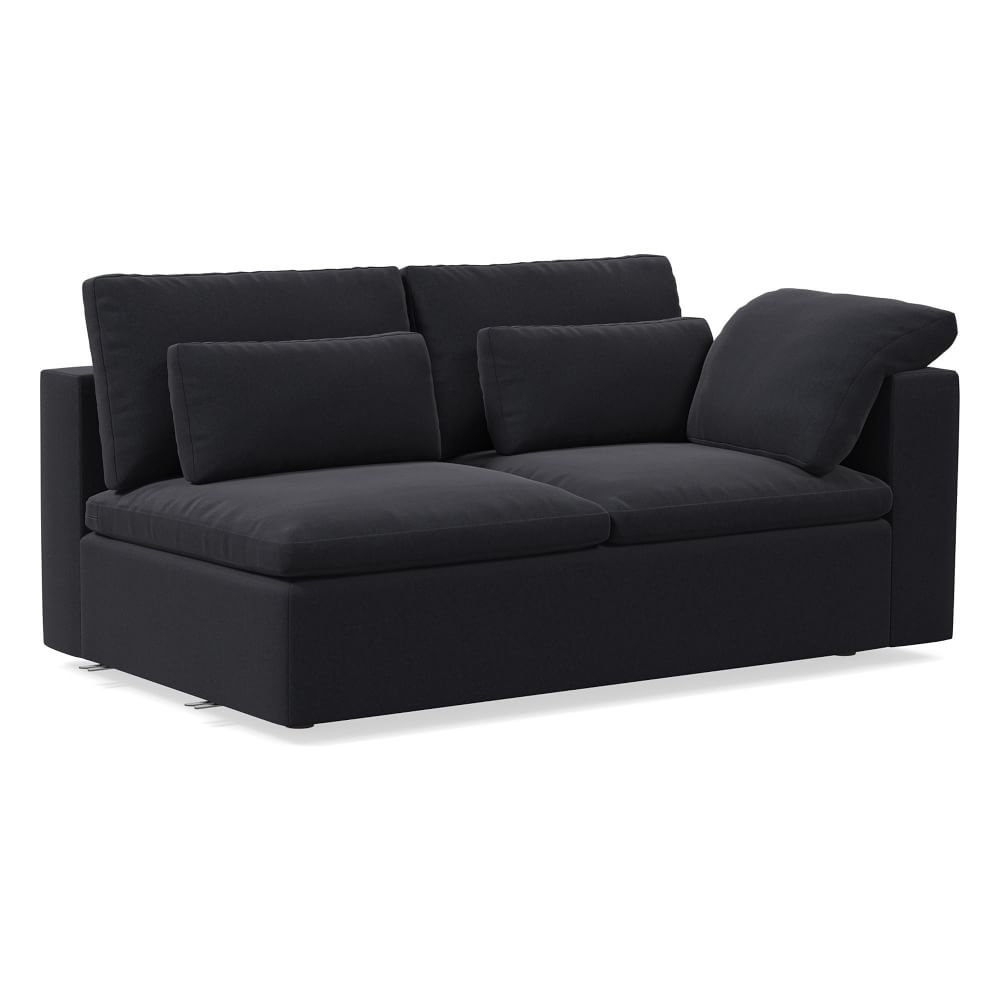 Harmony Modular Right Arm Sofa, Down, Performance Velvet, Black, Concealed Supports - Image 0