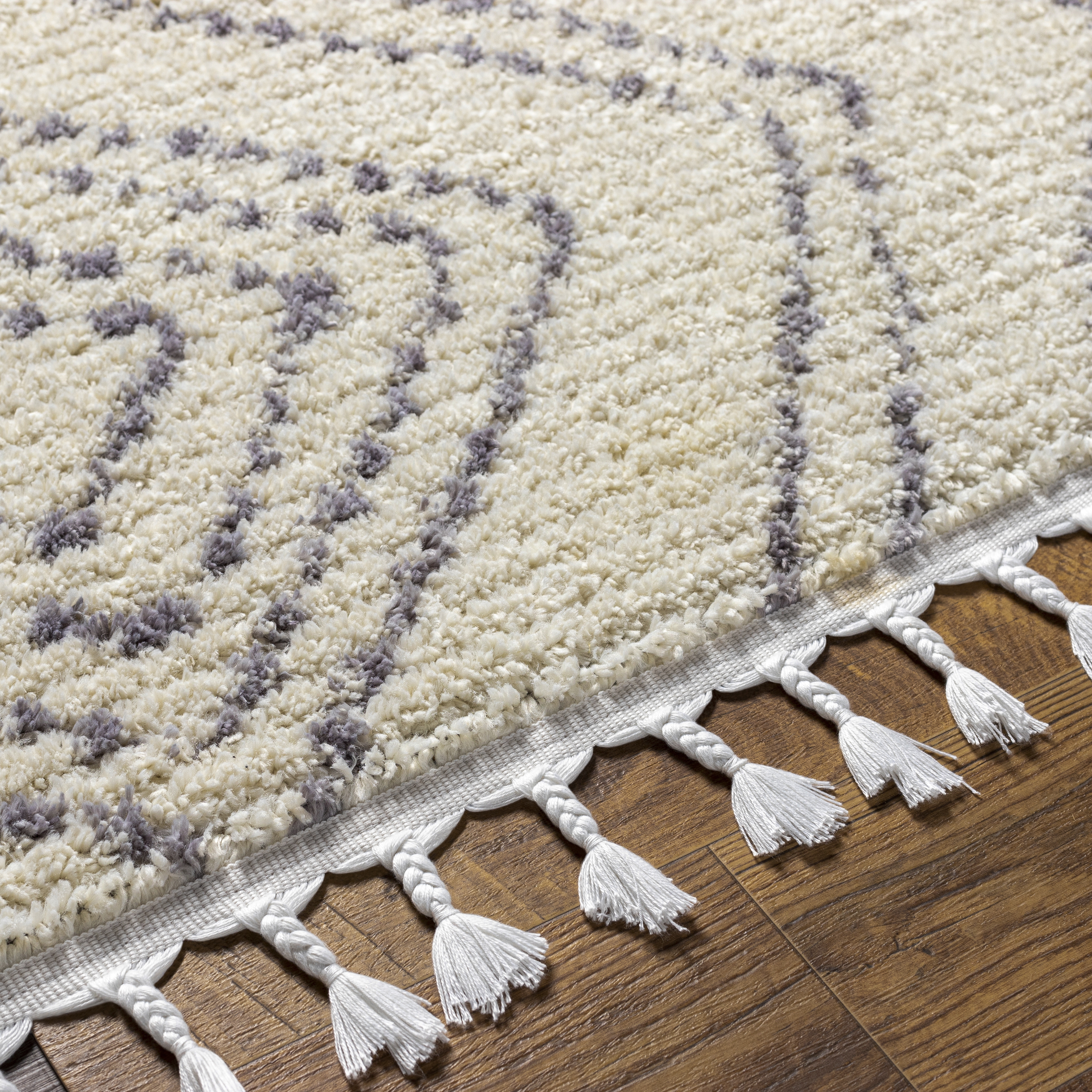Casablanca Shag White Indoor 9'2" x 12' Machine Woven Rug - Image 3