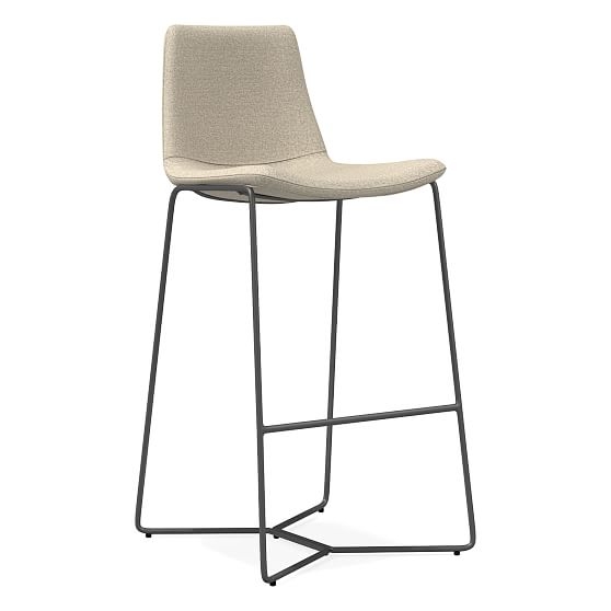 Slope Bar Stool, Chenille Tweed, Silver Gray Charcoal - Image 0