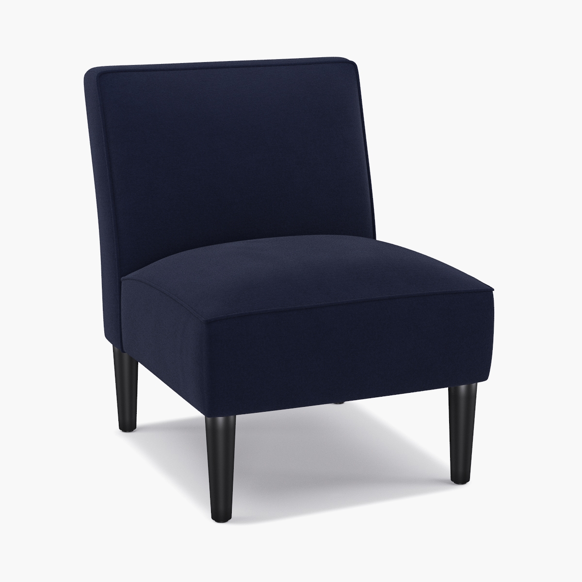 Mid-Century Accent Chair, Navy Velvet, Black - Image 1