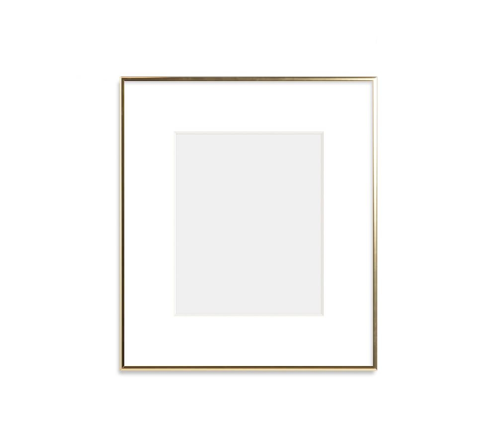 Thin Metal Gallery Frame, 3" Mat, 8x10 - Bright Gold - Image 0