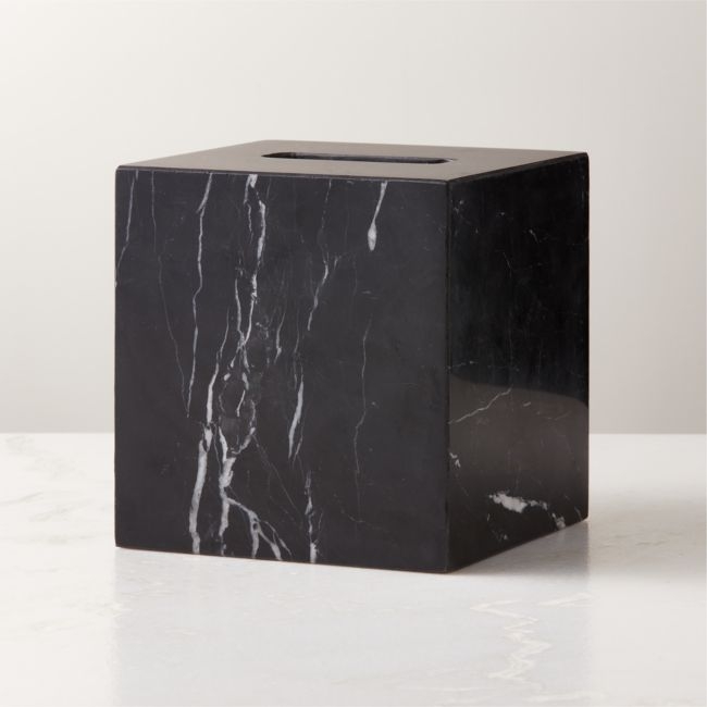 Nexus Black Marble Tissue Box Cover - Image 0