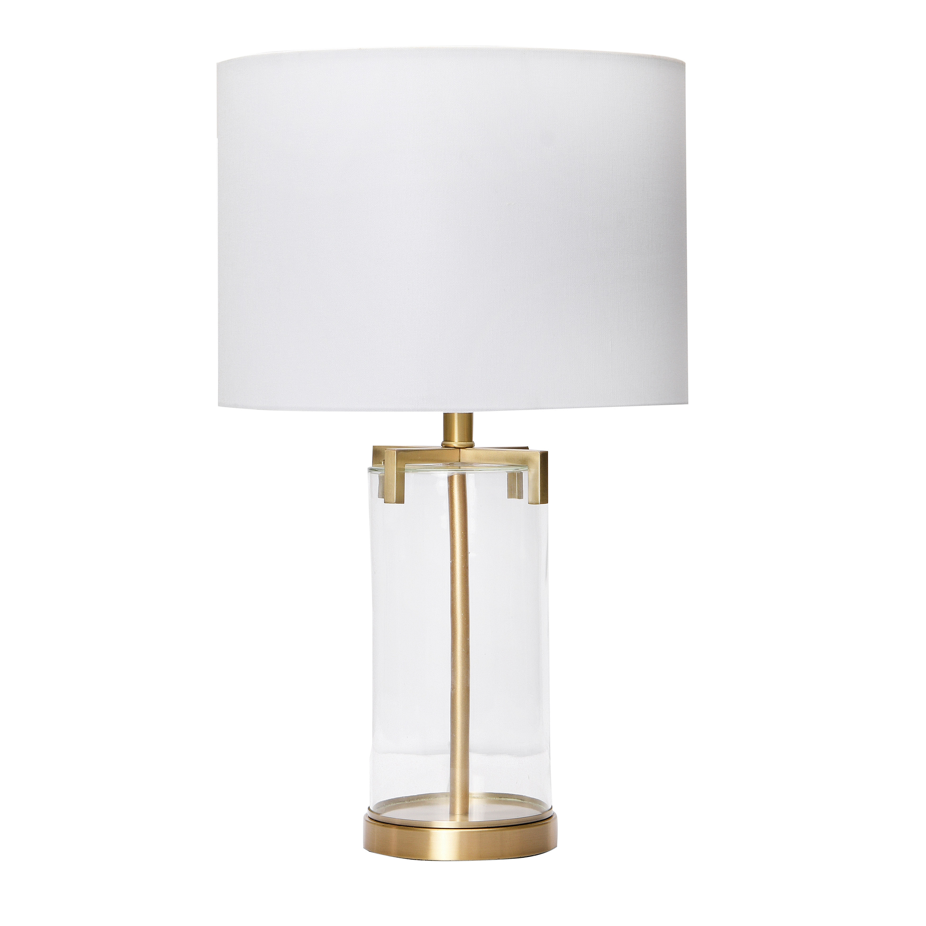 26.5" Brushed Gold & Glass Table Lamp - Image 0